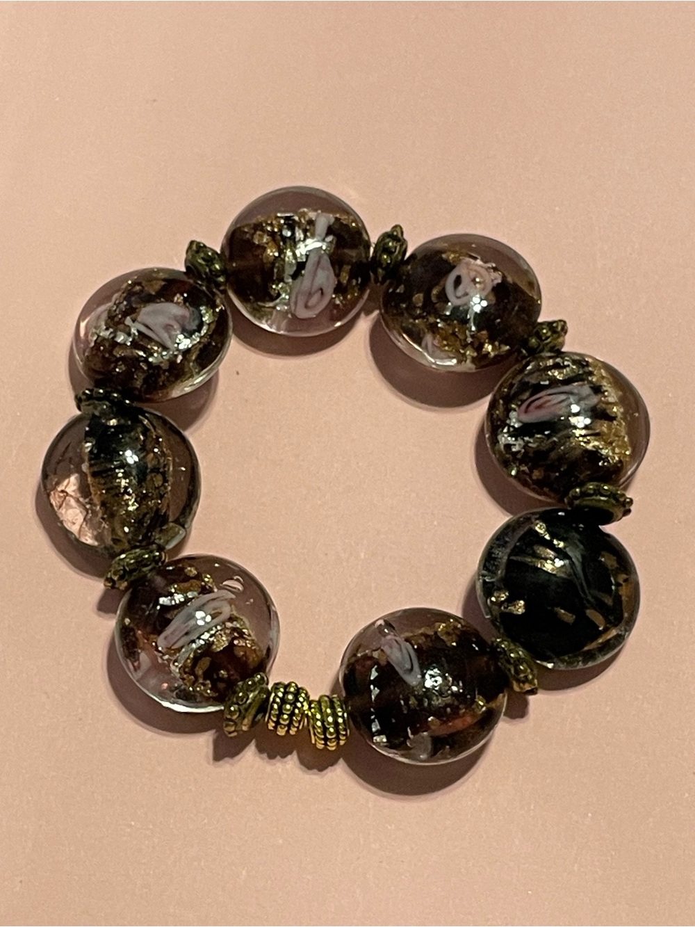 Murano Art Glass Bead Stretch Bracelet #6458